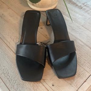 Black slip on sandals